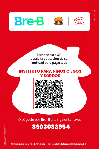 Llave Bre-B para donar al Instituto para Niños Ciegos y Sordos